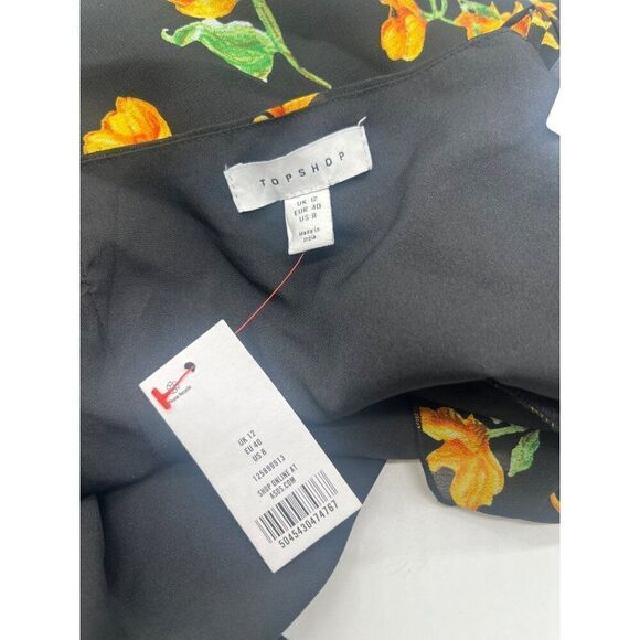 TOPSHOP FLORAL WRAP STRAPPY MINI DRESS IN MULTI, Black/Multi - Picture 7 of 12